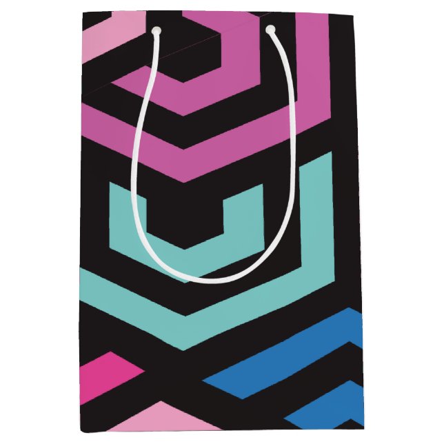 Hexagon Geometric Muster Mittlere Geschenktüte (Vorderseite)