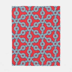 Hexagon Gitter, rot blau, geometrisches Muster. Fleecedecke