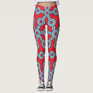 Hexagon Gitter, rot blau, geometrisches Muster. Leggings