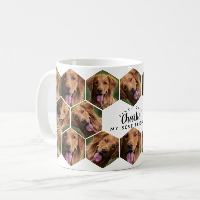 Hexagon Honeycomb Foto Moderne, elegante Collage Kaffeetasse (Vorderseite Links)