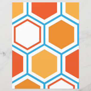 Hexagon in orange, blue and white