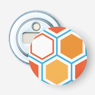 Hexagon in orange, blue and white flaschenöffner