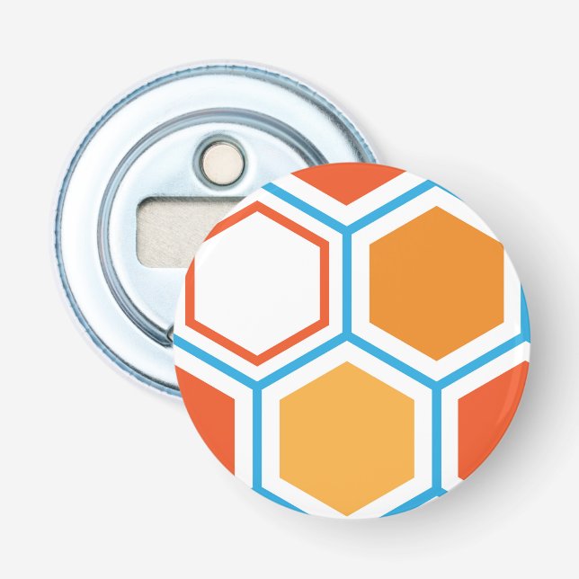 Hexagon in orange, blue and white flaschenöffner (Vorderseite)