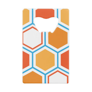 Hexagon in orange, blue and white geldbeutel flaschenöffner