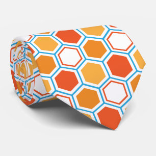 Hexagon in orange, blue and white krawatte