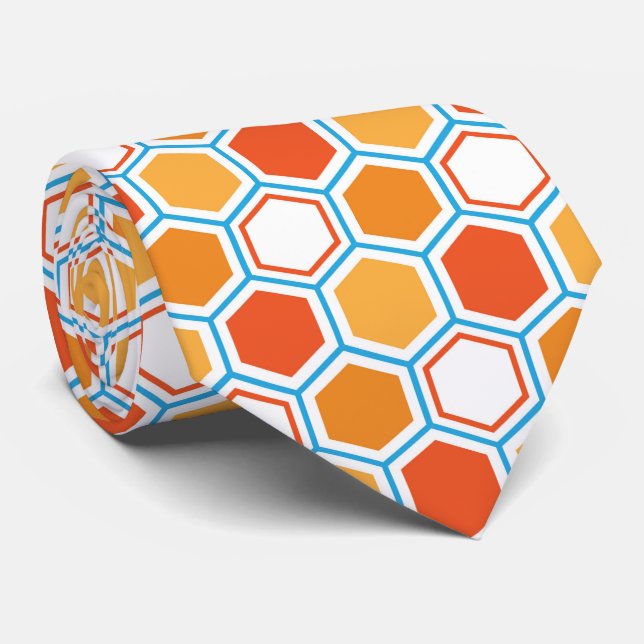 Hexagon in orange, blue and white krawatte (Gerollt)