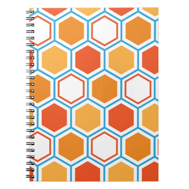 Hexagon in orange, blue and white notizblock (Vorderseite)
