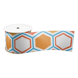 Hexagon in orange, blue and white satinband