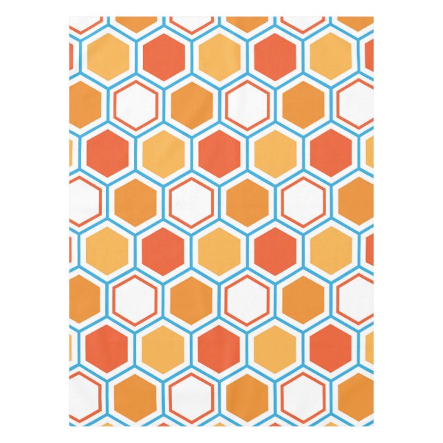 Hexagon in orange, blue and white tischdecke (Vorderseite)