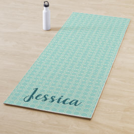 Hexagon Light Blue & Aquamarin / Ihr Name Yogamatte
