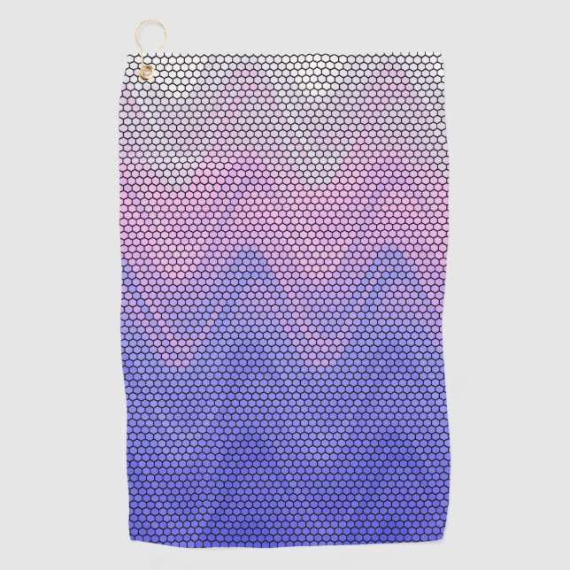 Hexagon Lila rosa Abstraktes Muster Golfhandtuch (Vorderseite)