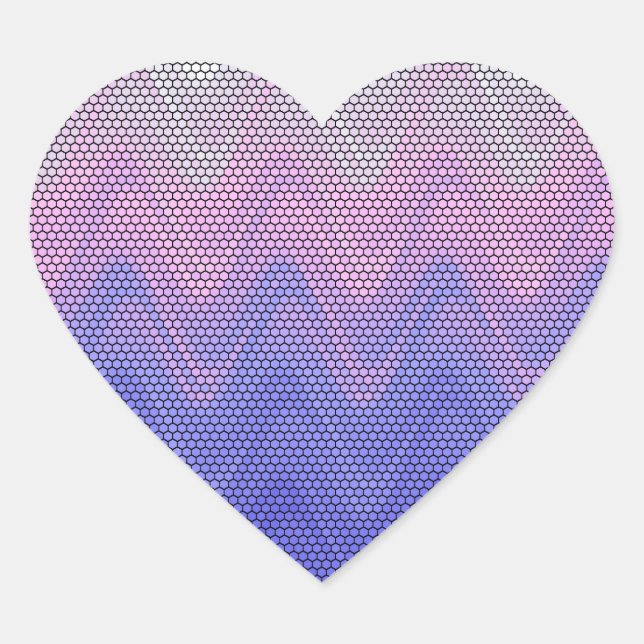 Hexagon Lila rosa Abstraktes Muster Herz-Aufkleber (Vorderseite)