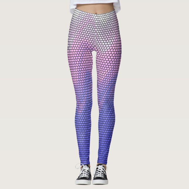 Hexagon Lila rosa Abstraktes Muster Leggings (Vorderseite)