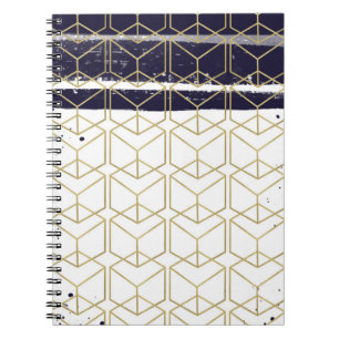 Hexagon Modern Navy Blau Gold Geometrisch Glamourö Notizblock