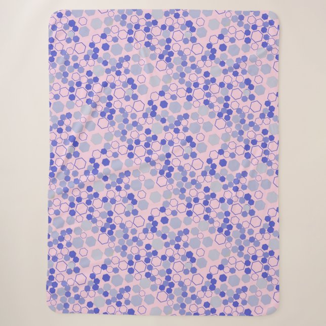 Hexagon Muster 01b.Blau. Lpink BG Sherpadecke (Vorderseite)