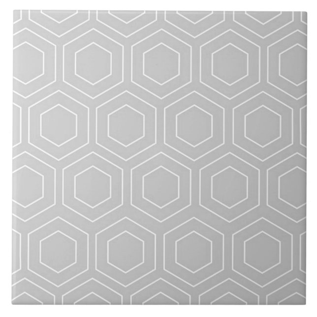Hexagon Muster Grau und Weiß Moderne Keramik Tile Fliese (Vorderseite)