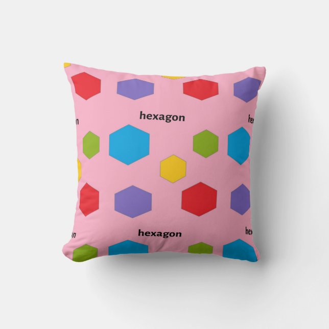Hexagon-Muster in rosa Kissen (Vorderseite)