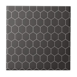 Hexagon Pattern Black Fliese