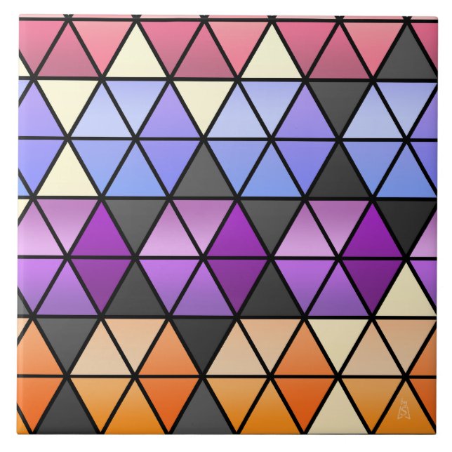Hexagon Quilt in Lilac, Orchid, Orange + Rose Fliese (Vorderseite)