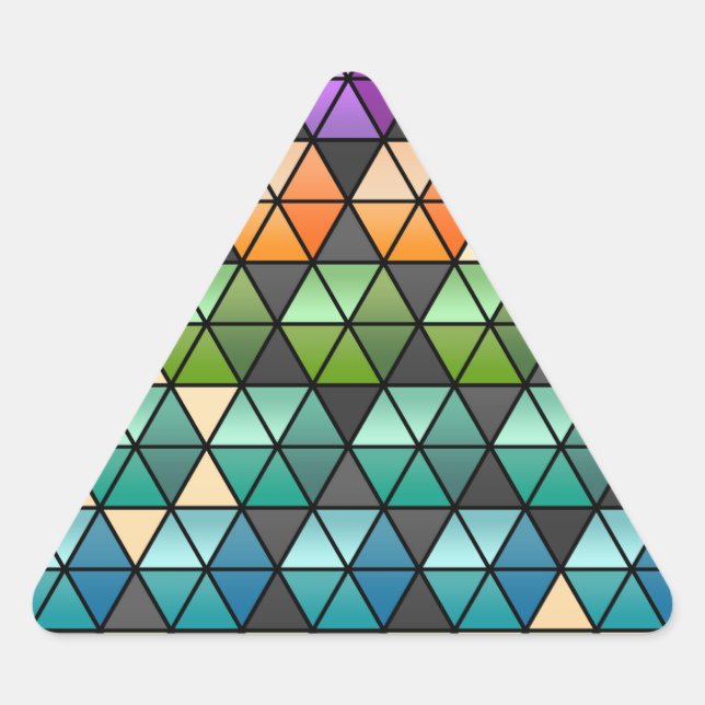 Hexagon Quilt (warmer Regenbogen) Dreieckiger Aufkleber (Vorderseite)