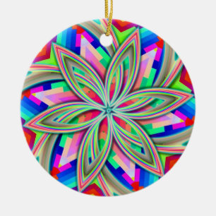 Hexagon-Rainbow-Blume Keramik Ornament