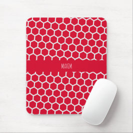 Hexagon Red White Minimal Muster Mousepad