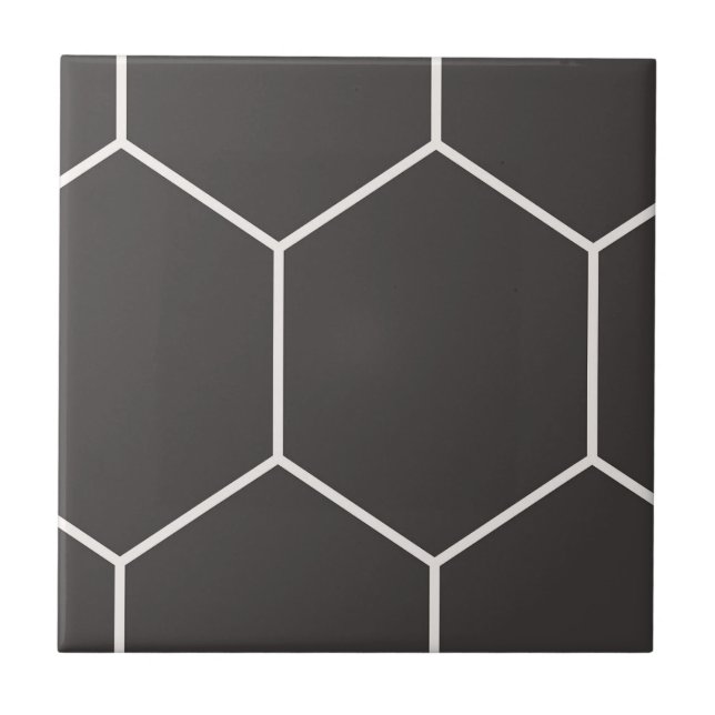 Hexagon Schwarze Keramik Tile Fliese (Vorderseite)