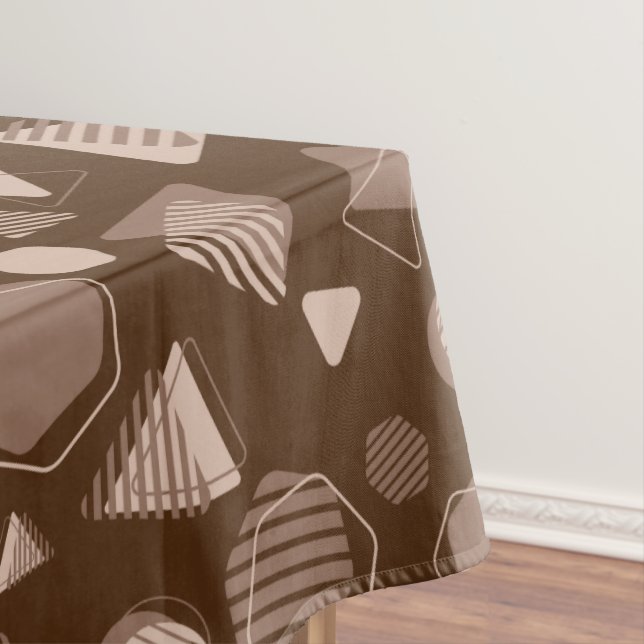 Hexagon & Triangle Pink & Brown auf braunem Muster Tischdecke (Beispiel)