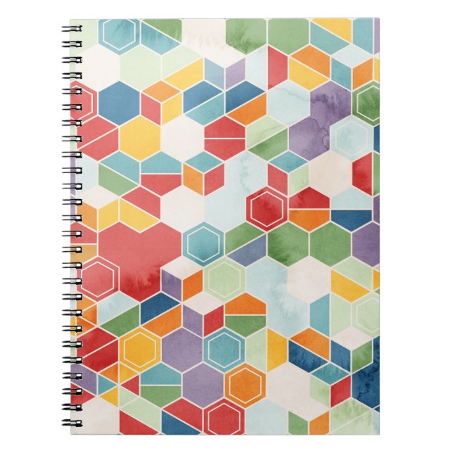 Hexagon Wasserfarbe, Random Mosaik. Notizblock (Vorderseite)