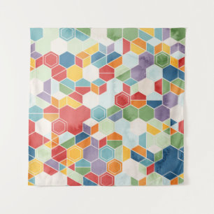 Hexagon Wasserfarbe, Random Mosaik. Wandteppich