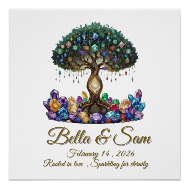 Hexagon wedding invitation coaster poster (Vorderseite)