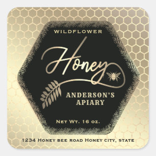 Hexagon-Zweig-Goldhütte Quadratischer Aufkleber