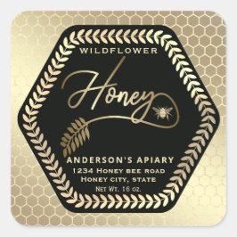 Hexagon-Zweig-Goldkleber Quadratischer Aufkleber