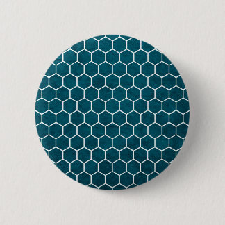 Hexagonal Hexagon Muster Deep Blue Button