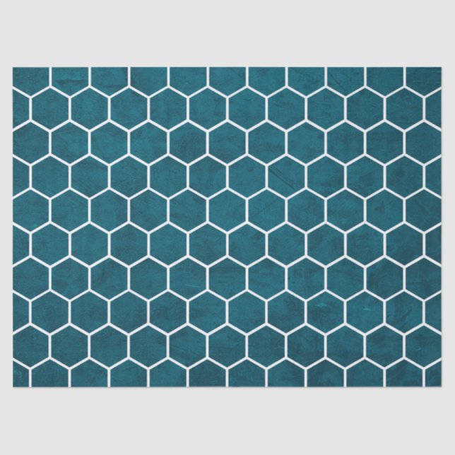 Hexagonal Hexagon Muster Deep Blue Seidenpapier (Vorderseite)