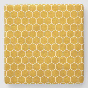 Hexagonal-Hexagon-Muster gelb Steinuntersetzer