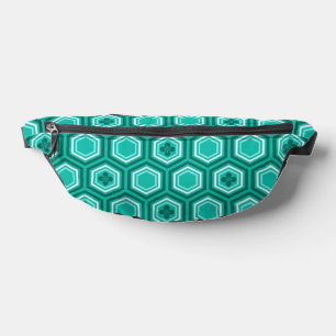 Hexagonal Kimono Print, Aquamarin, Aqua und White Bauchtasche