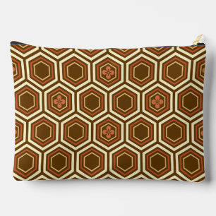 Hexagonal Kimono Print, Braun und Beige Zubehörtasche