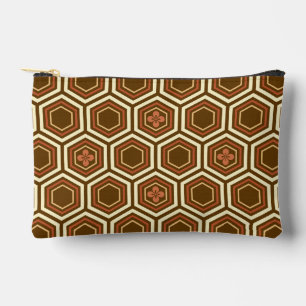 Hexagonal Kimono Print, Braun und Beige Zubehörtasche