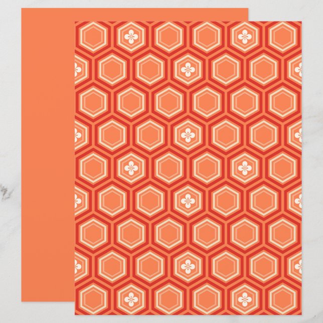 Hexagonal Kimono Print, Mandarin Orange (Vorne/Hinten)