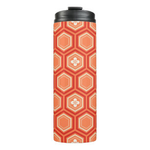 Hexagonal Kimono Print, Mandarin Orange Thermosbecher