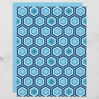 Hexagonal Kimono Print, Navy und Light Blue