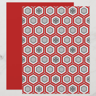Hexagonal Kimono Print, rot und grau / grau