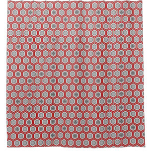 Hexagonal Kimono Print, rot und grau / grau Duschvorhang