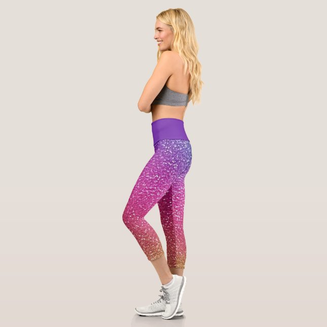 Hexagonaler Glitzer Rainbow Gradient Capri Leggings (Links)
