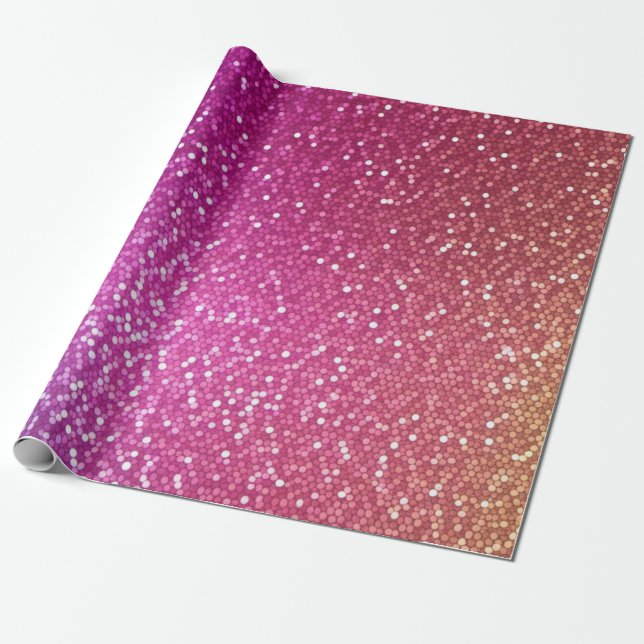 Hexagonaler Glitzer Rainbow Gradient Geschenkpapier (Ungerollt)