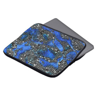 Hexagonalmosaik oder blau und grau bis schwarz laptopschutzhülle