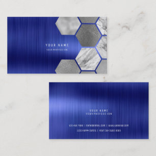 Hexagone Cobalt Saphir Metallic-Stahlmarbor Visitenkarte