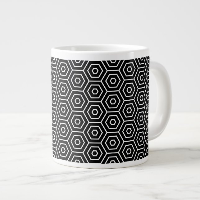 Hexagone masern geometrisches Muster Jumbo-Tasse (Vorderseite Rechts)