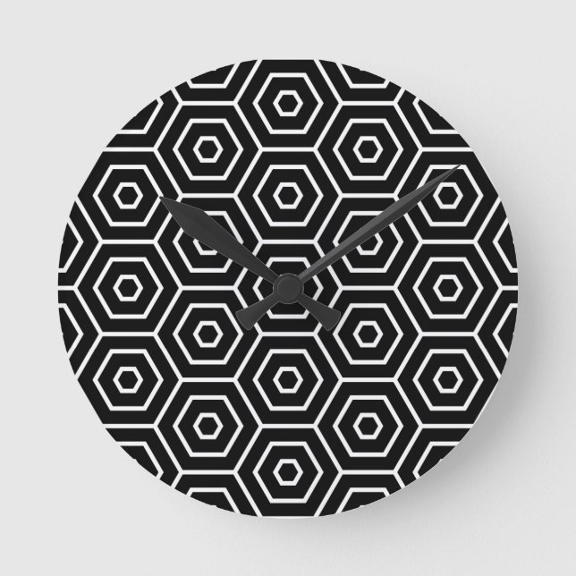 Hexagone masern geometrisches Muster Runde Wanduhr (Vorderseite)